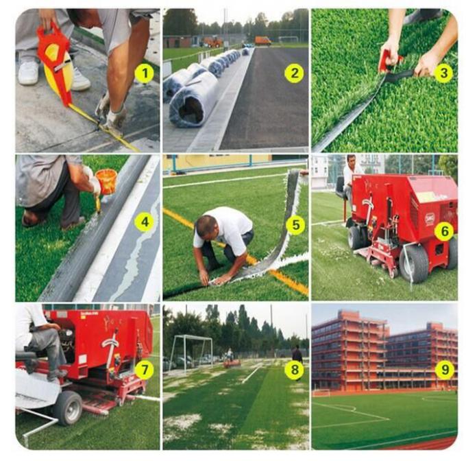 la tige artificielle d'herbe du football de 50mm forment le gazon artificiel du football standard d'étoile de la FIFA