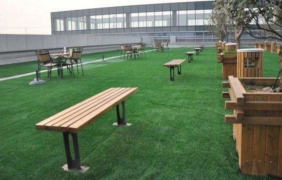 Outdoor Luxury Roof Artificial Grass Drainage Structure Soft Fake Grass